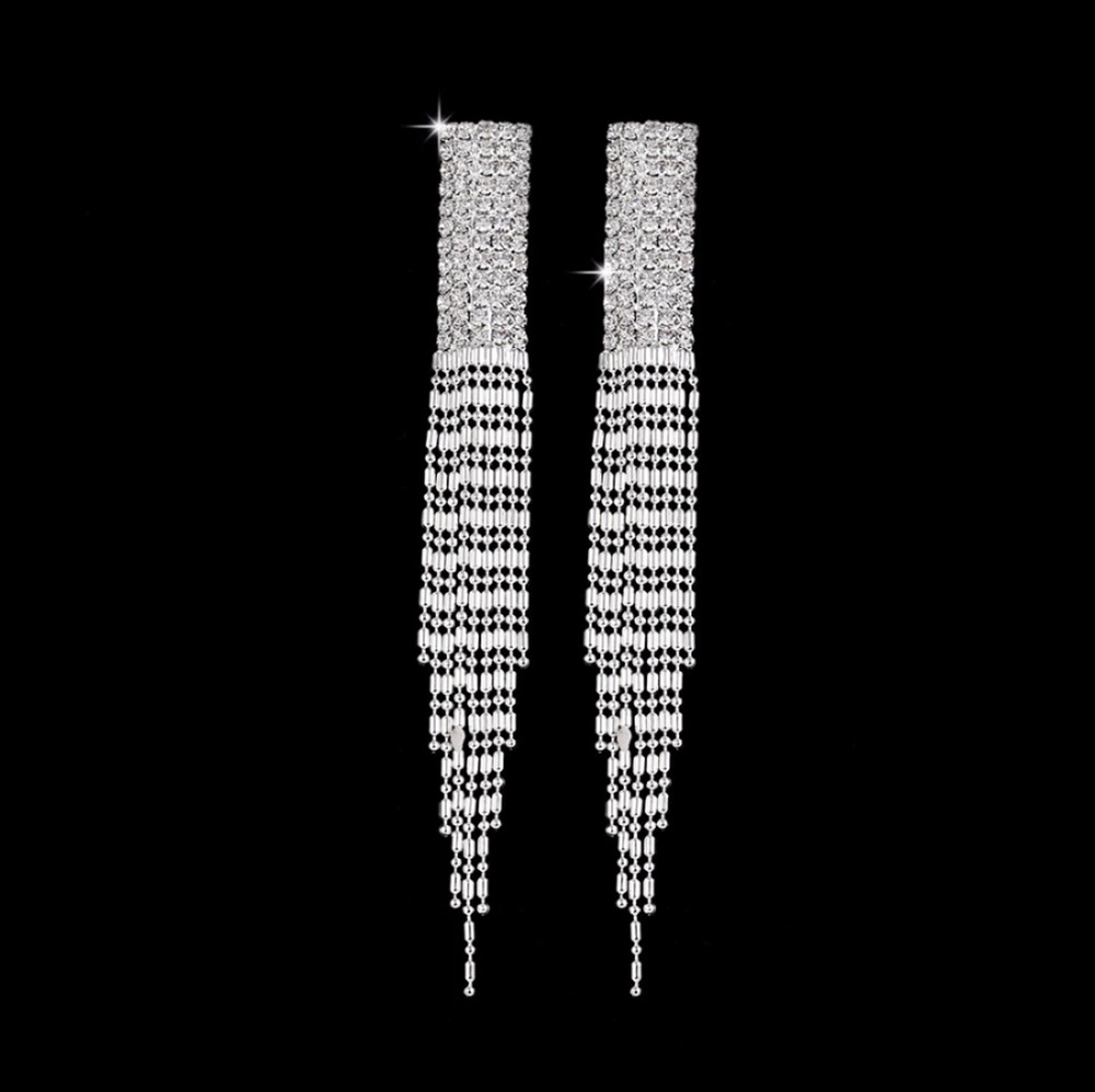 Gabriella Silver Crystal Tassel Earrings